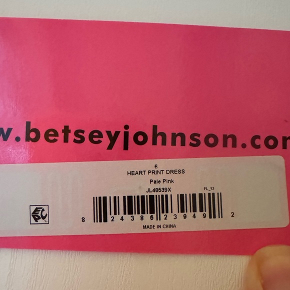 Betsey Johnson Pink Midi Dress with Red Heart Pattern - Picture 5 of 6